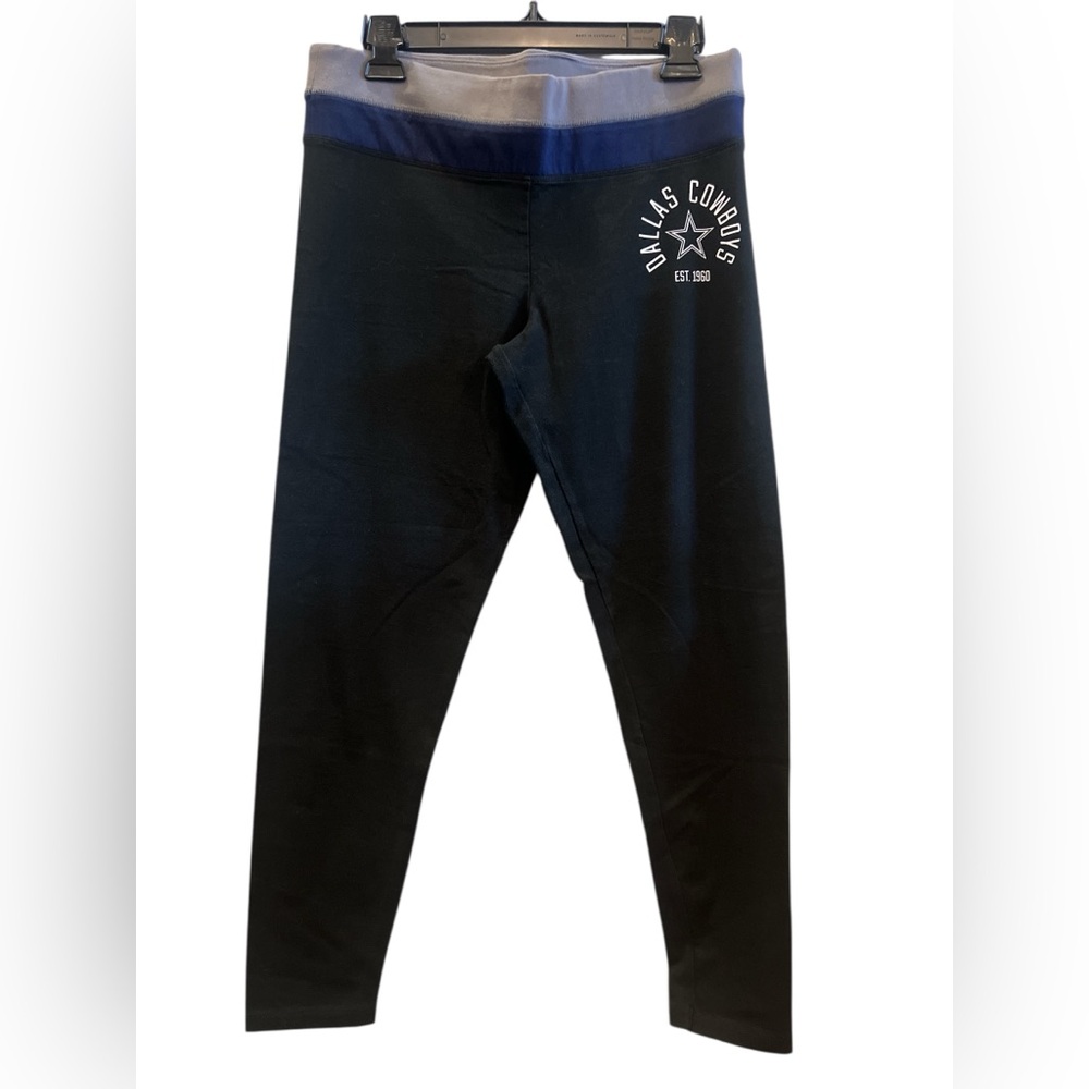 PINK Victoria's Secret Black and Navy Dallas Cowboys Team Leggings Size Large